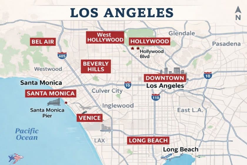 mappa quartieri los angeles