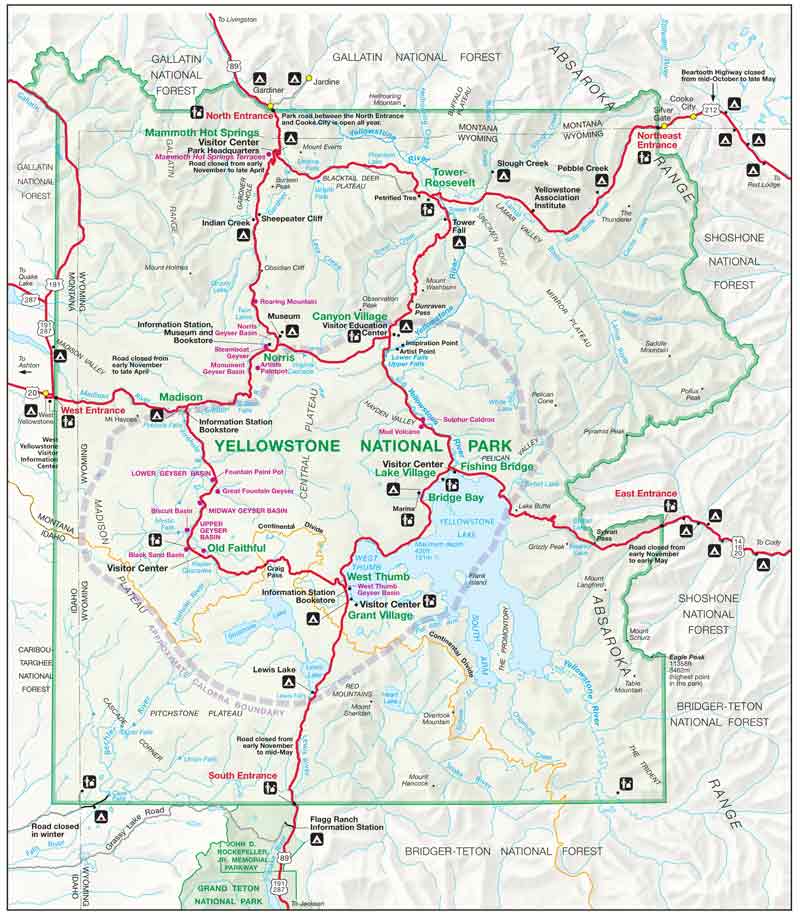 Mappa del parco Yellowstone