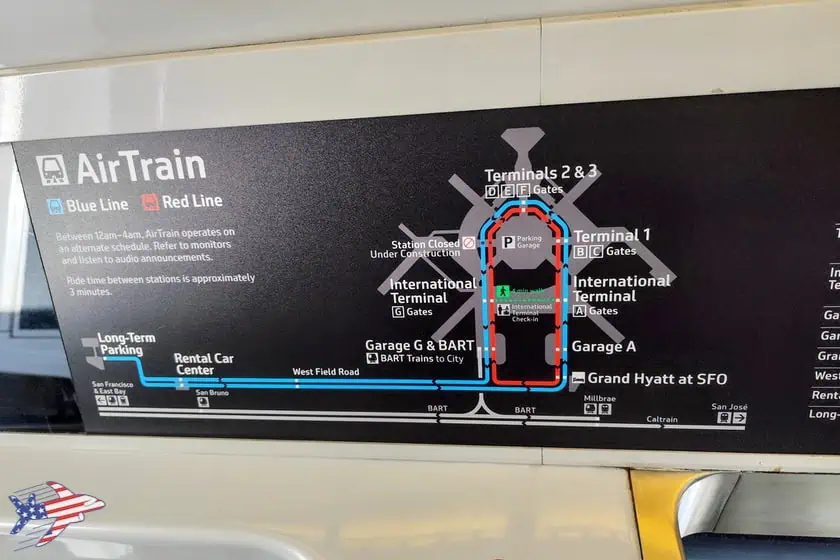 AirTrain aeroporto San Francisco pannello informativo 1