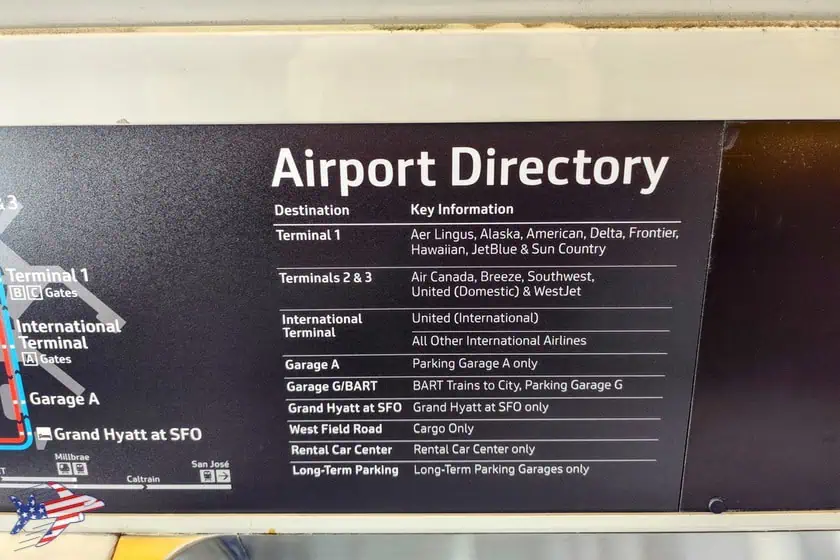 AirTrain aeroporto San Francisco pannello informativo 2