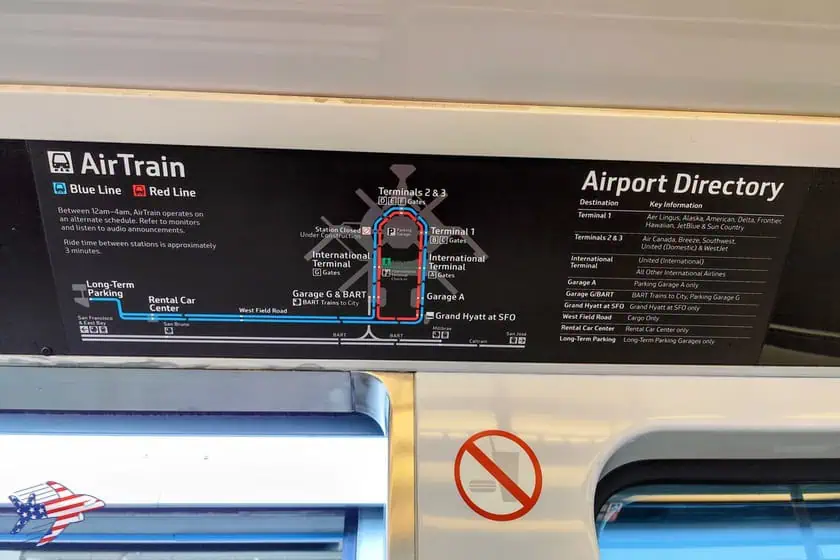 AirTrain aeroporto San Francisco pannello informativo