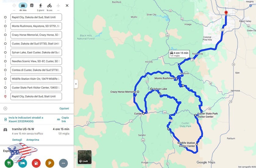 itinerario rapid city black hills